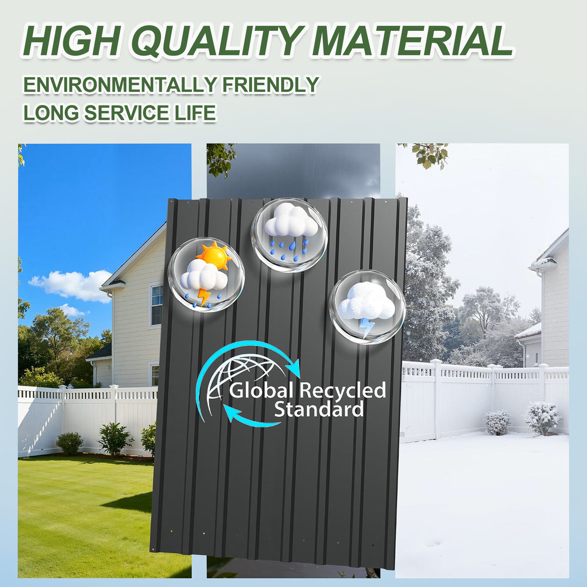 Patioslife Galvanized Steel Garden Shed, Outdoor Storage Shed with Gable Roof, Backyard Tool Shed for Lawn Equipment, Bikes & Gardening Tools