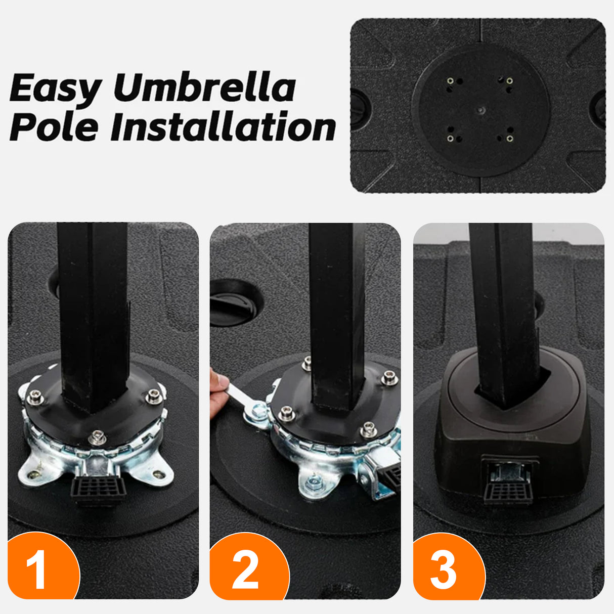 Patioslife Cantilever Umbrella Base with wheels 250–440lb for Aegis Series Umbrella, Heavy-Duty Outdoor Rolling Stand, Refillable HDPE Offset Weights with Wheels for Patio, Garden & Poolside Stability
