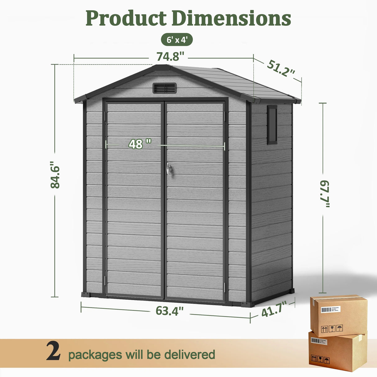 Patioslife YardVault Resin Garden Storage Shed with Bulid-in Floor, Lock & Window