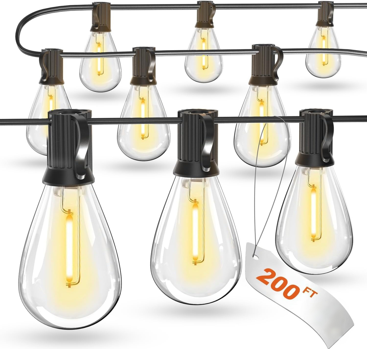 Patioslife LED Outdoor String Lights with Shatterproof Edison Bulbs – Waterproof, Commercial Grade 2700K Patio Lights for Garden, Porch & Deck Decor