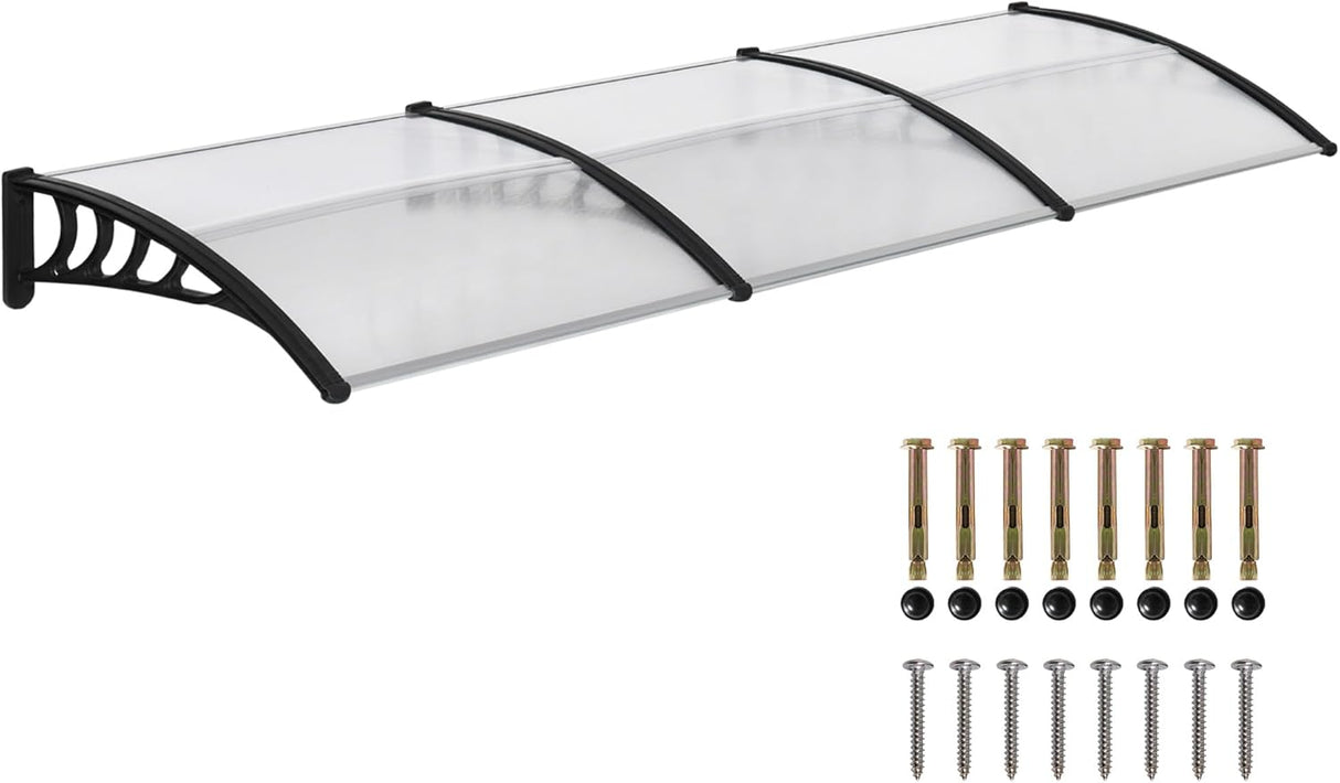 Patioslife Window & Door Awning Canopy – Clear Polycarbonate Outdoor Cover for Patio, Sun, Rain & Snow Protection