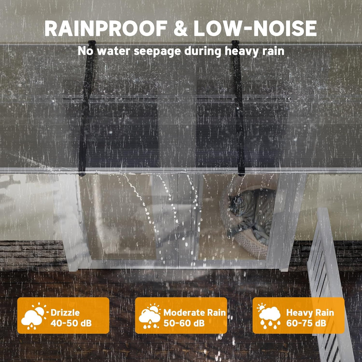 Patioslife Window & Door Awning Canopy – Clear Polycarbonate Outdoor Cover for Patio, Sun, Rain & Snow Protection