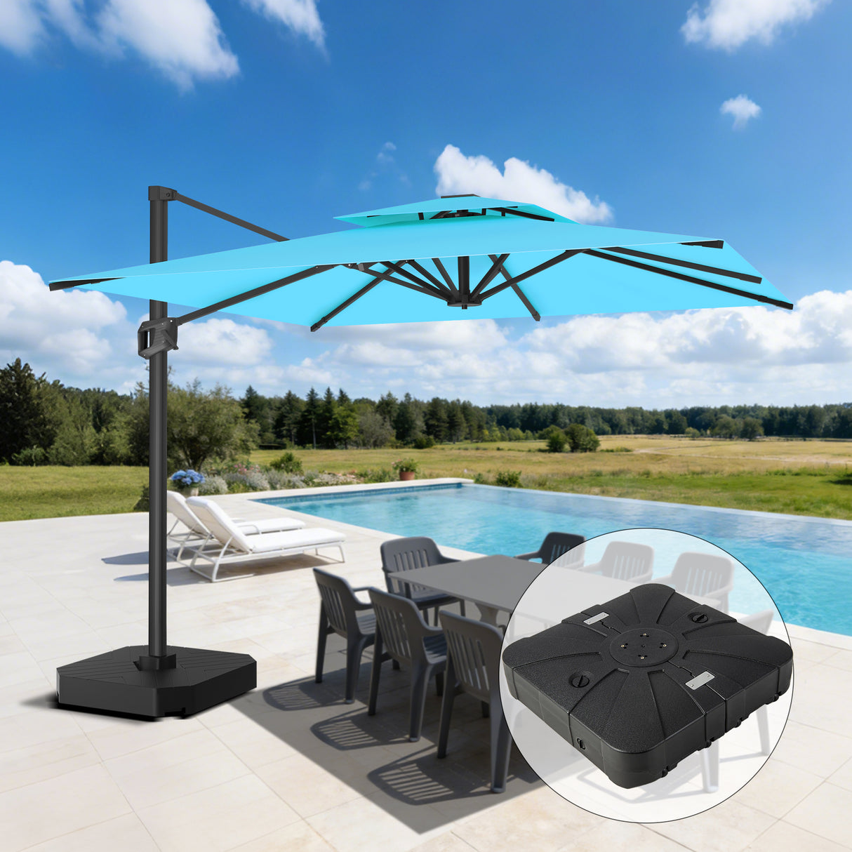 Patioslife Aegis Pro Cantilever Umbrella, Reinforced & Powder-Coated Aluminium Ribs and Pole for Garden & Patio