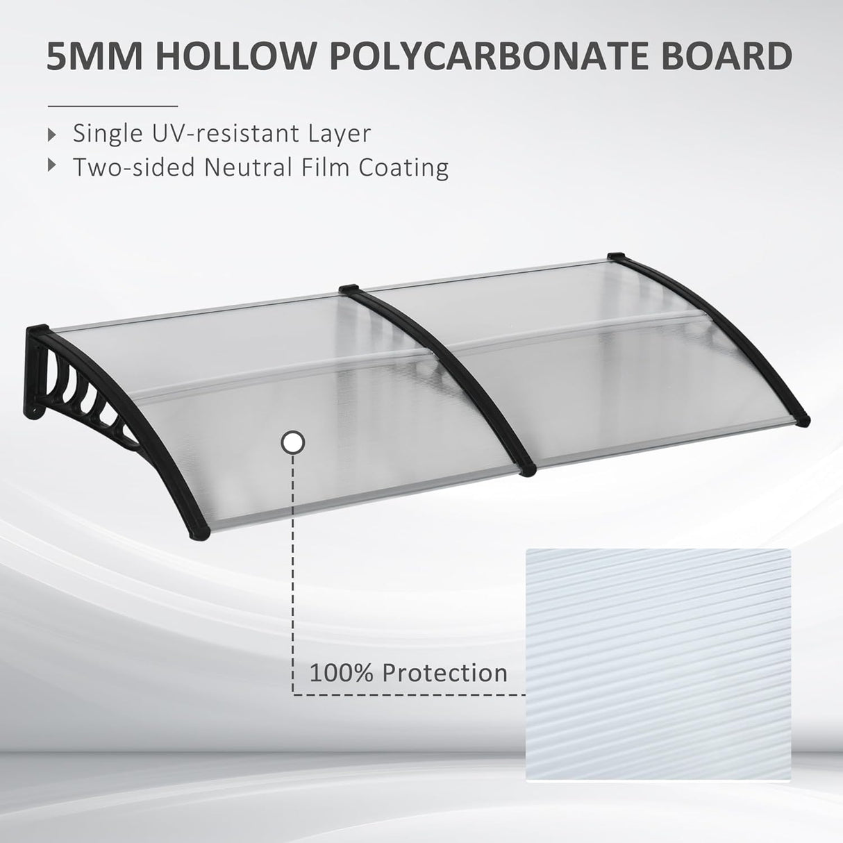 Patioslife Window & Door Awning Canopy – Clear Polycarbonate Outdoor Cover for Patio, Sun, Rain & Snow Protection