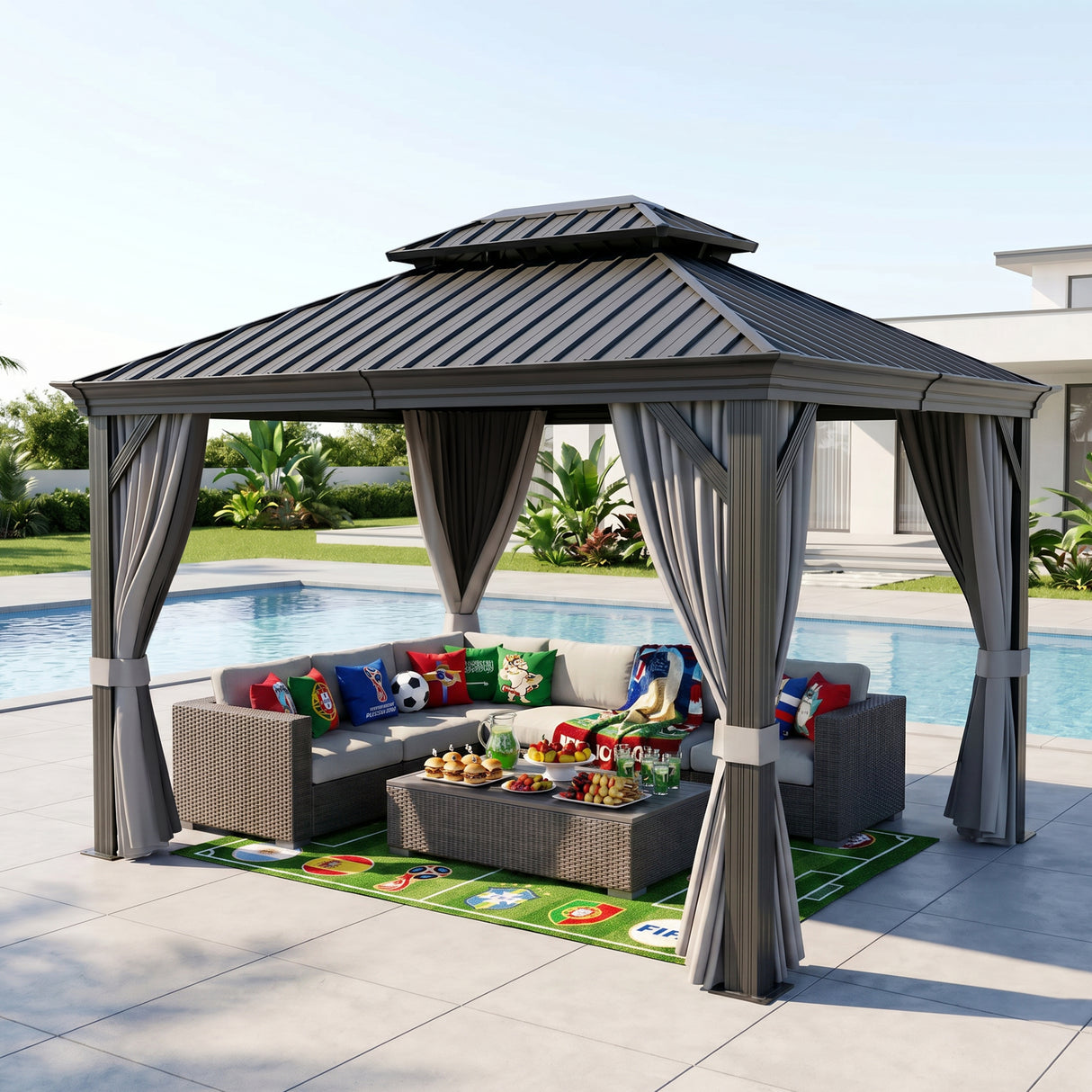 Patioslife All-Weather Aluminum Carport – Steel Roof Canopy for Cars, Motorcycles, RVs & Boats