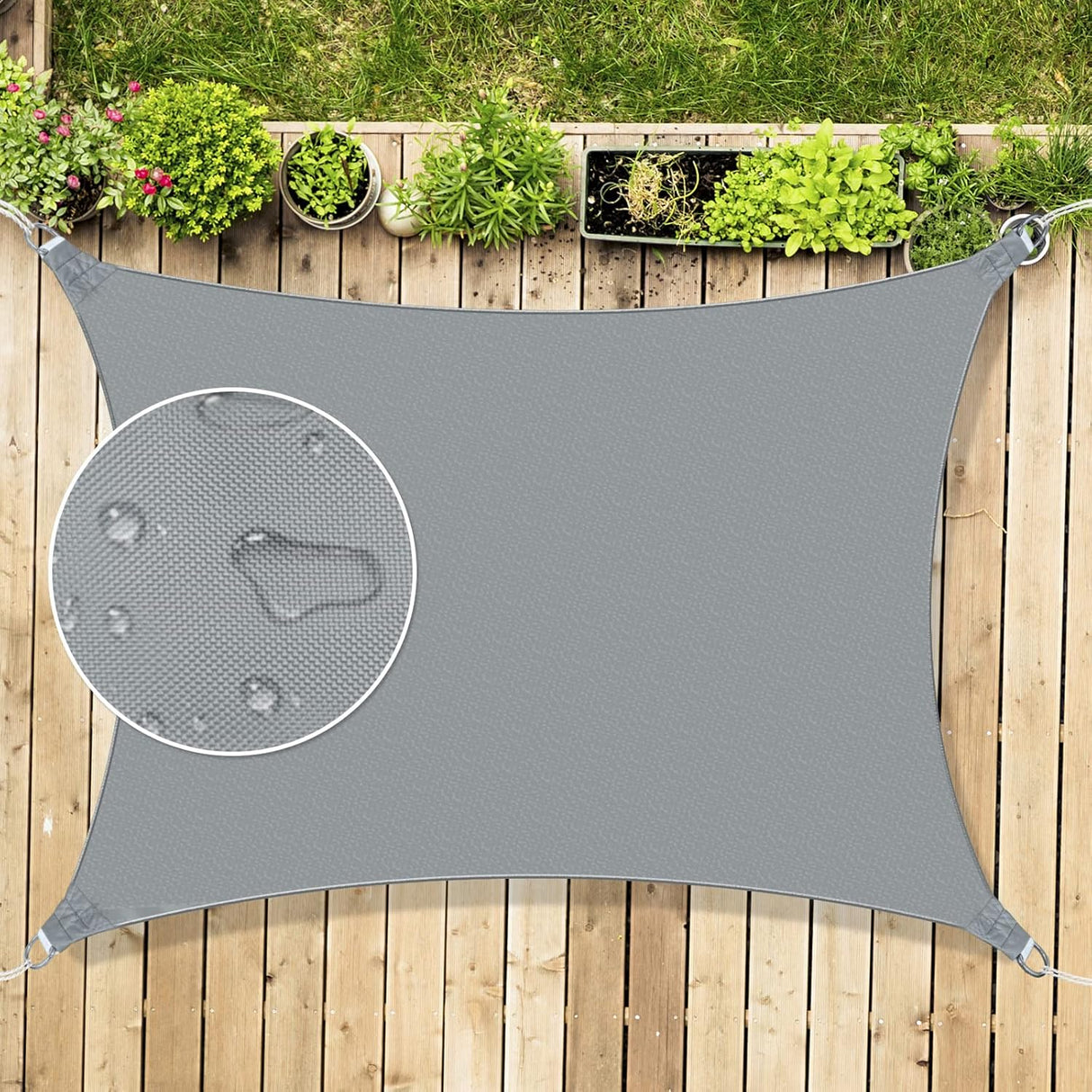 Patioslife Waterproof Sun Shade Sail – Rectangle Outdoor Awning Canopy with 95% UV Block & Free Rope for Garden, Patio, Yard & Party