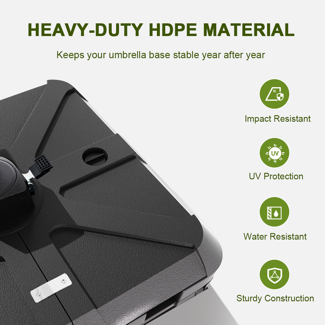 Patioslife™ Cantilever Umbrella Base with wheels 250–440lb for Aegis Series Umbrella, Heavy-Duty Outdoor Rolling Stand, Refillable HDPE Offset Weights with Wheels for Patio, Garden & Poolside Stability