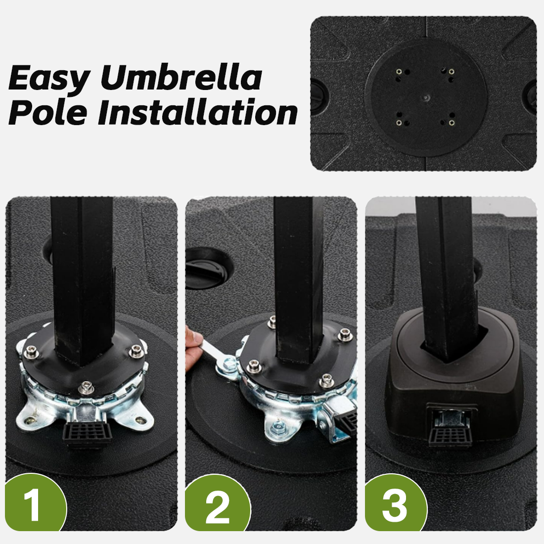 Patioslife™ Cantilever Umbrella Base with wheels 250–440lb for Aegis Series Umbrella, Heavy-Duty Outdoor Rolling Stand, Refillable HDPE Offset Weights with Wheels for Patio, Garden & Poolside Stability