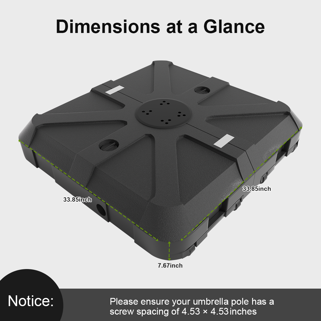 Patioslife™ Cantilever Umbrella Base with wheels 250–440lb for Aegis Series Umbrella, Heavy-Duty Outdoor Rolling Stand, Refillable HDPE Offset Weights with Wheels for Patio, Garden & Poolside Stability