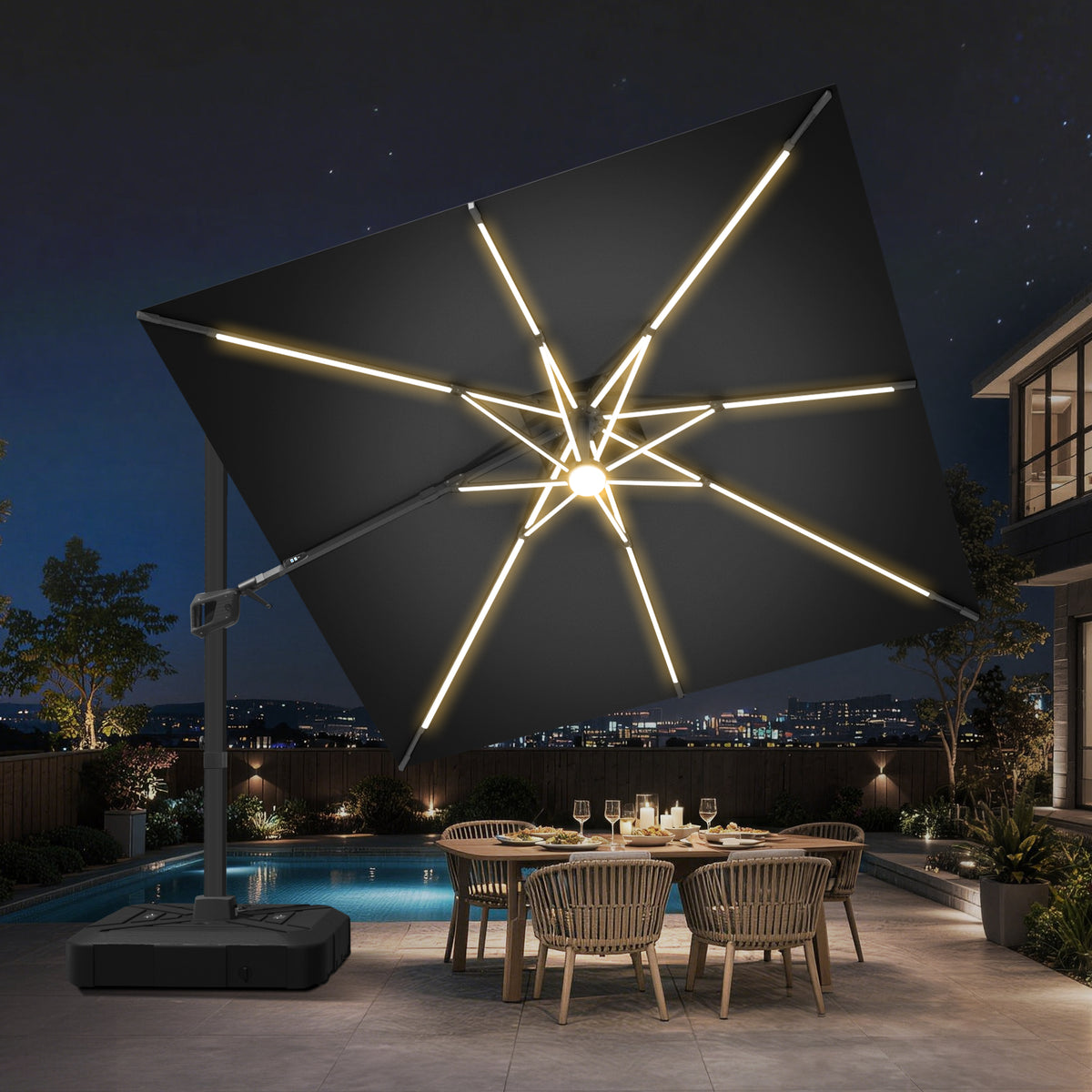 Patioslife Aegis Signature Rotating Cantilever Patio Umbrella with Adjustable Tilt | Large Outdoor Shade Umbrella for Garden, Deck & Poolside, Includes Free Premium Cover