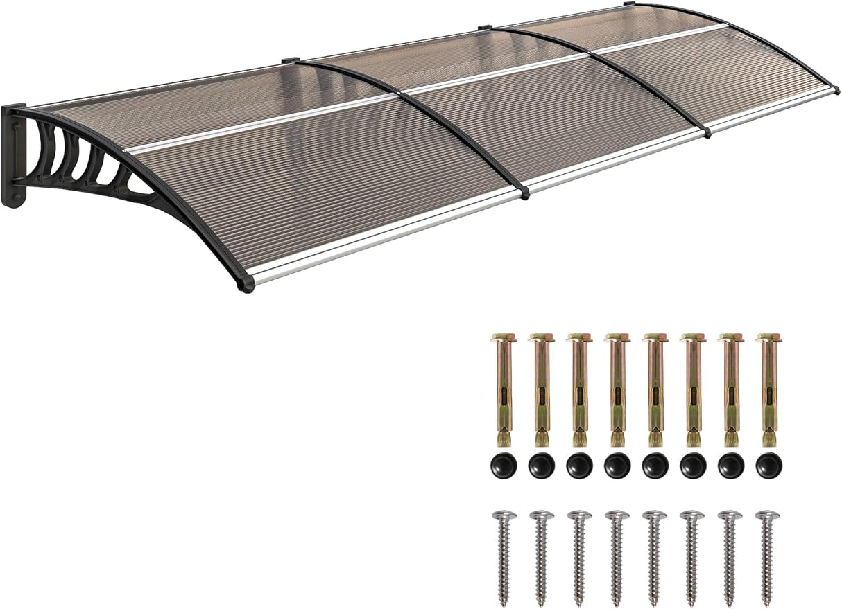 Patioslife Window & Door Awning Canopy – Clear Polycarbonate Outdoor Cover for Patio, Sun, Rain & Snow Protection
