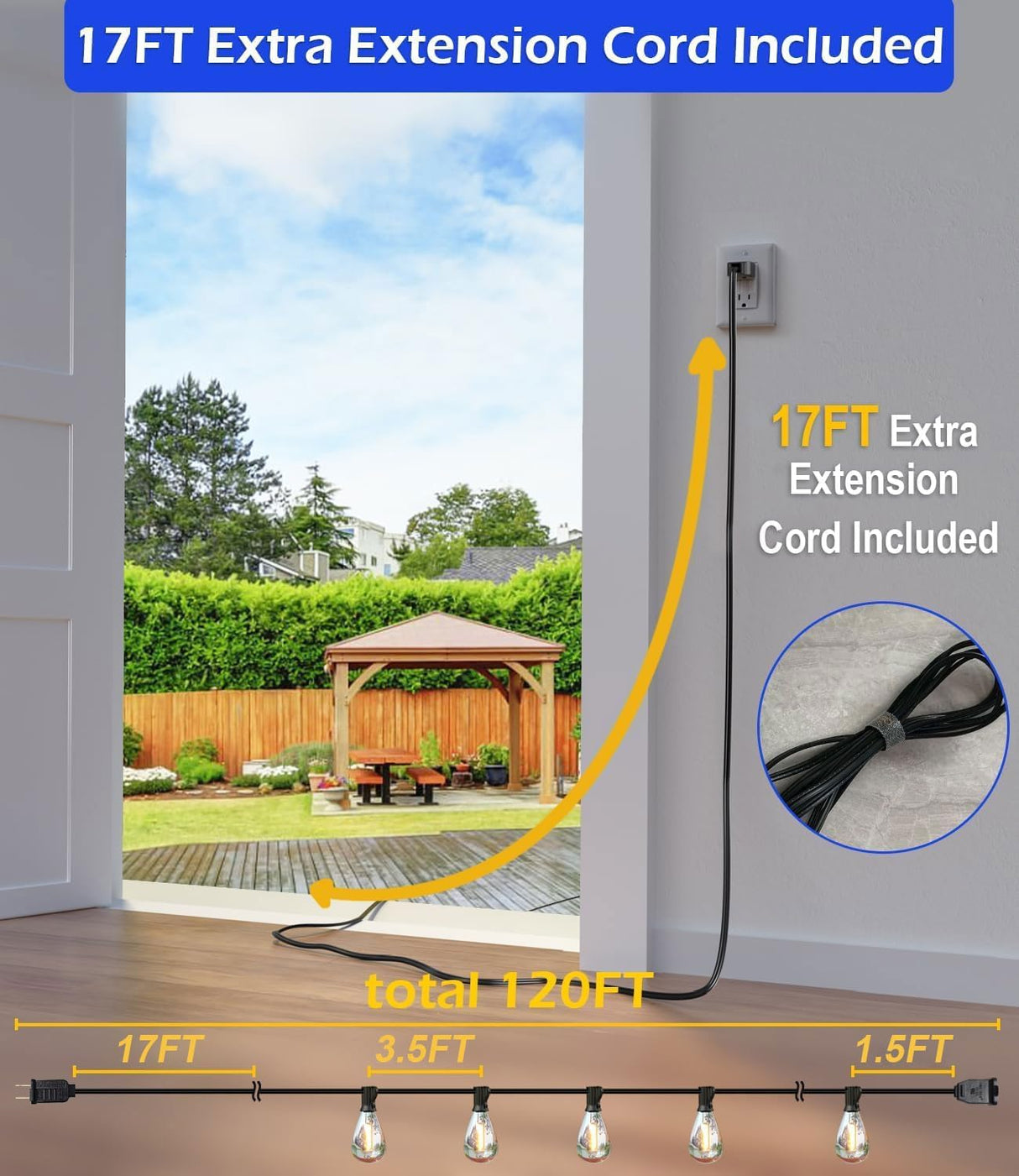 Patioslife LED Outdoor String Lights with Shatterproof Edison Bulbs – Waterproof, Commercial Grade 2700K Patio Lights for Garden, Porch & Deck Decor