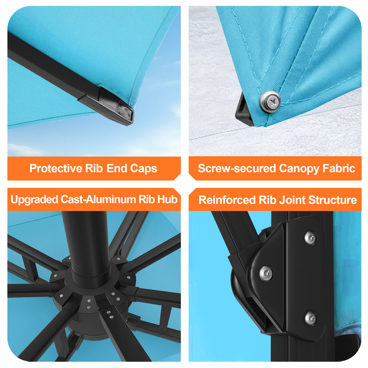 Patioslife Aegis Pro Cantilever Umbrella with LED Lights, Reinforced & Powder-Coated Aluminium Ribs and Pole — Perfect for Garden & Patio