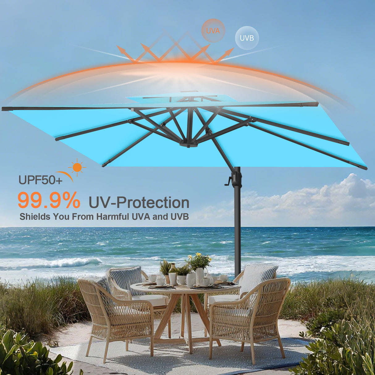 Patioslife Aegis Pro Cantilever Umbrella, Reinforced & Powder-Coated Aluminium Ribs and Pole for Garden & Patio
