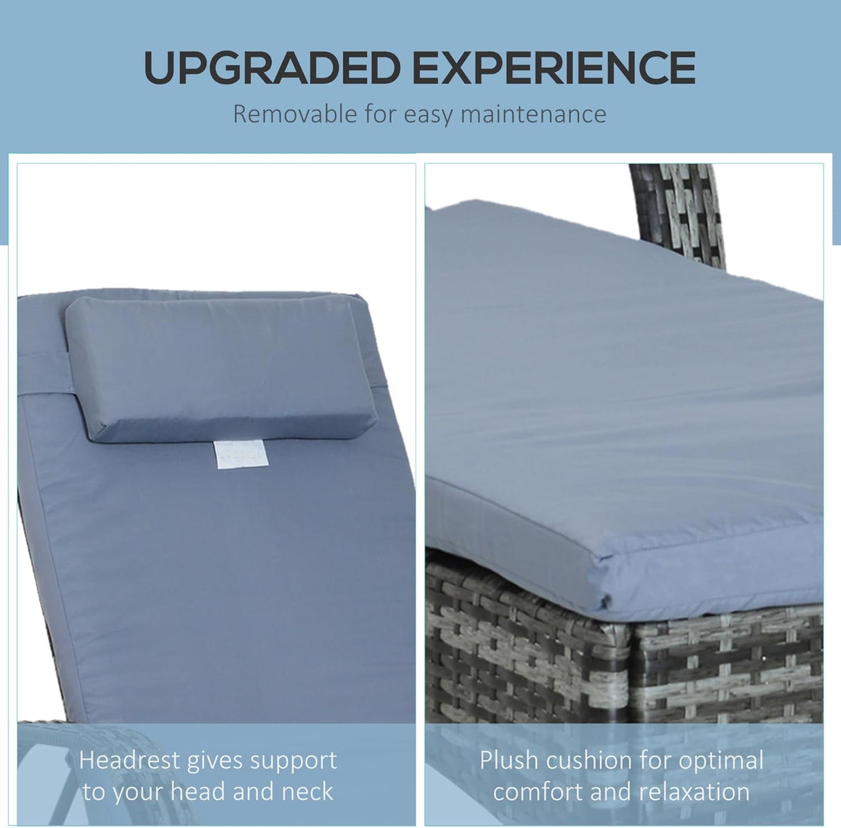 Patioslife Wicker Chaise Lounge Chair – Outdoor PE Rattan Sun Lounger with Cushion, Adjustable 5-Level Backrest, Headrest & Wheels, Deep Coffee & Cream White