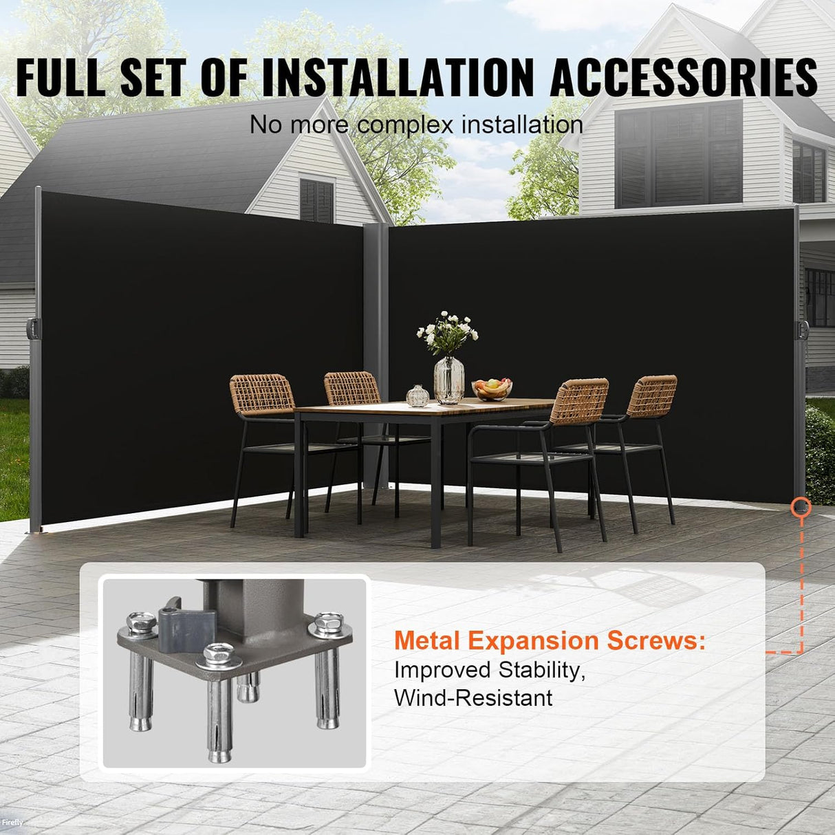 Patioslife Double Retractable Side Awning – Aluminum Privacy Screen & Wind Divider for Patio, Balcony, Terrace & Pool Area