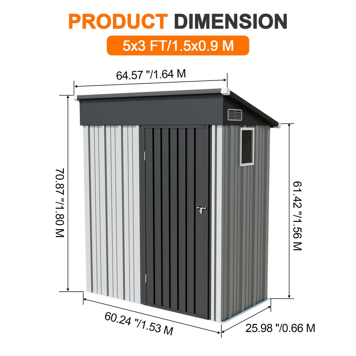 Patioslife YardVault Pro Galvanised Steel Metal Garden Shed with Window, Rust-Resistant Outdoor Tool Shed