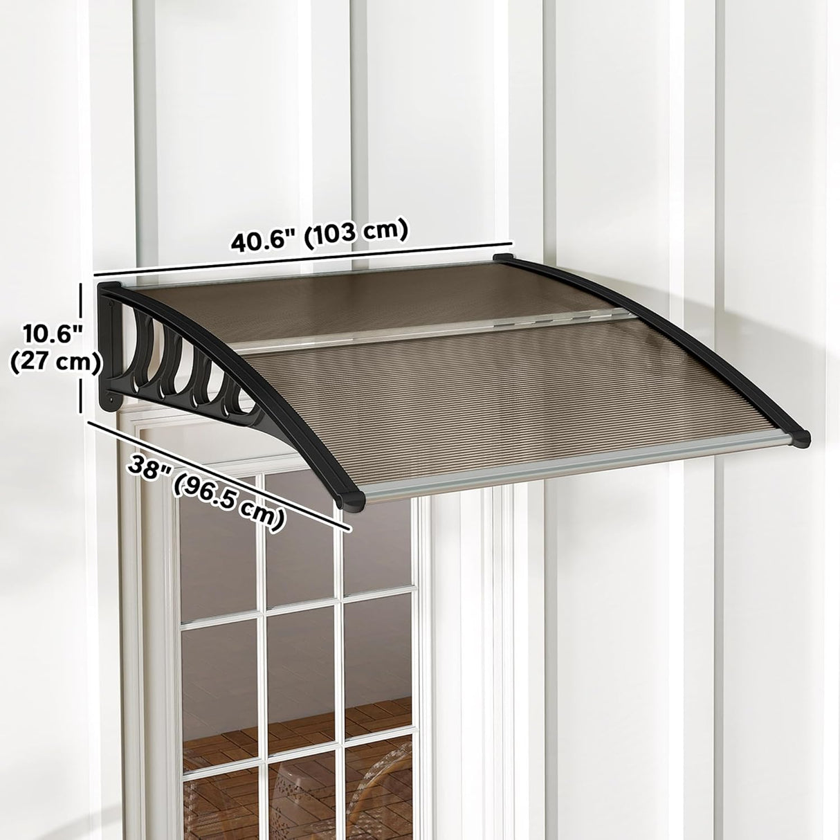 Patioslife Window & Door Awning Canopy – Clear Polycarbonate Outdoor Cover for Patio, Sun, Rain & Snow Protection