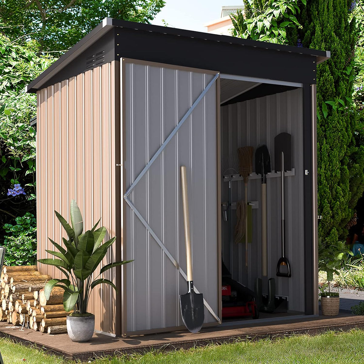 Patioslife Galvanized Steel Garden Shed, Outdoor Storage Shed with Gable Roof, Backyard Tool Shed for Lawn Equipment, Bikes & Gardening Tools