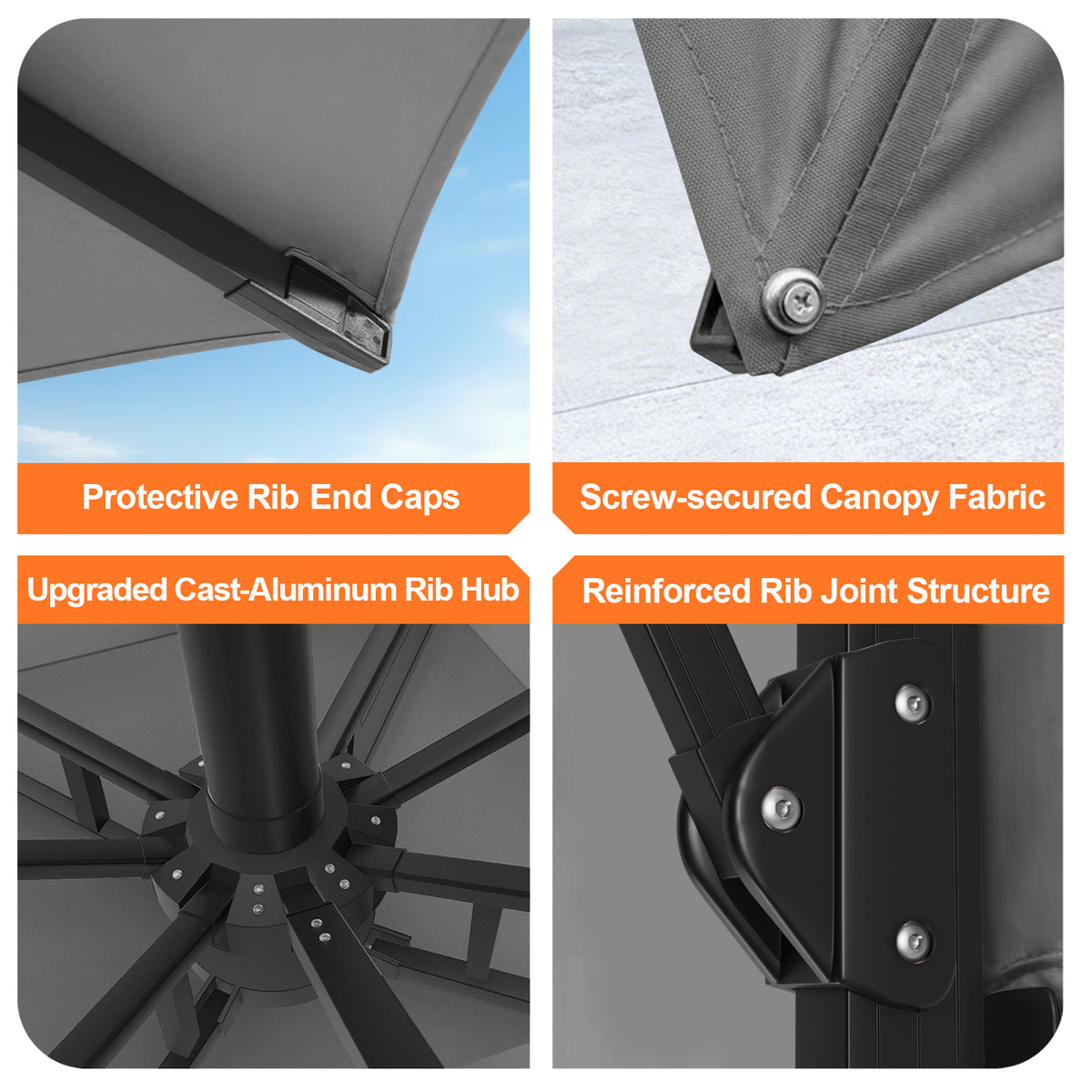 Patioslife Aegis Signature Rotating Cantilever Patio Umbrella with Adjustable Tilt | Large Outdoor Shade Umbrella for Garden, Deck & Poolside, Includes Free Premium Cover