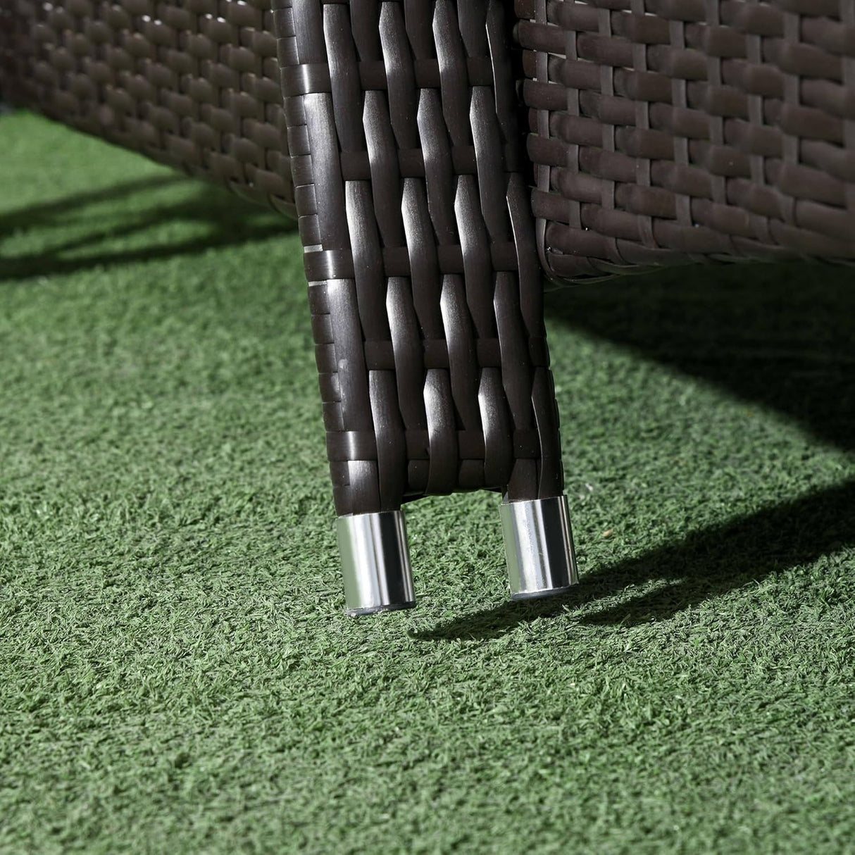 Patioslife Wicker Chaise Lounge Chair – Outdoor PE Rattan Sun Lounger with Cushion, Adjustable 5-Level Backrest, Headrest & Wheels, Deep Coffee & Cream White