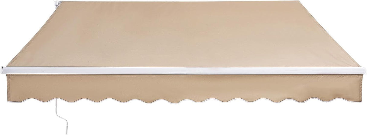 Patioslife Manual Retractable Awning – Outdoor Water-Resistant Polyester Sun Shade with Crank Handle for Patio, Balcony & Backyard