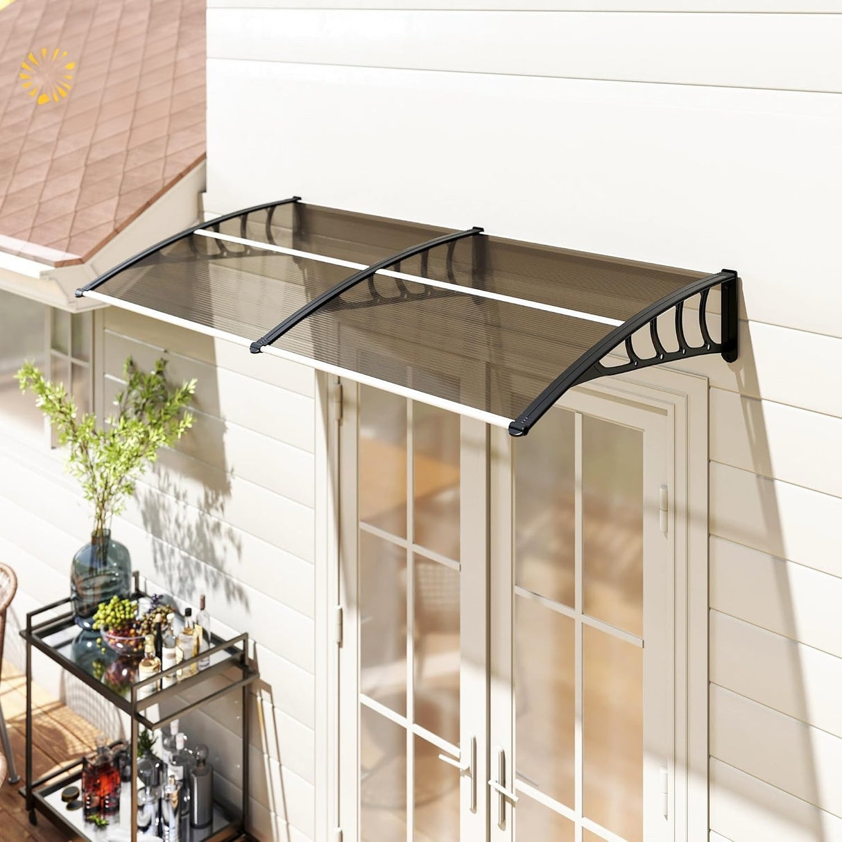Patioslife Window & Door Awning Canopy – Clear Polycarbonate Outdoor Cover for Patio, Sun, Rain & Snow Protection