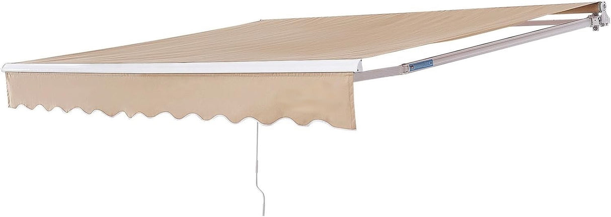 Patioslife Manual Retractable Awning – Outdoor Water-Resistant Polyester Sun Shade with Crank Handle for Patio, Balcony & Backyard