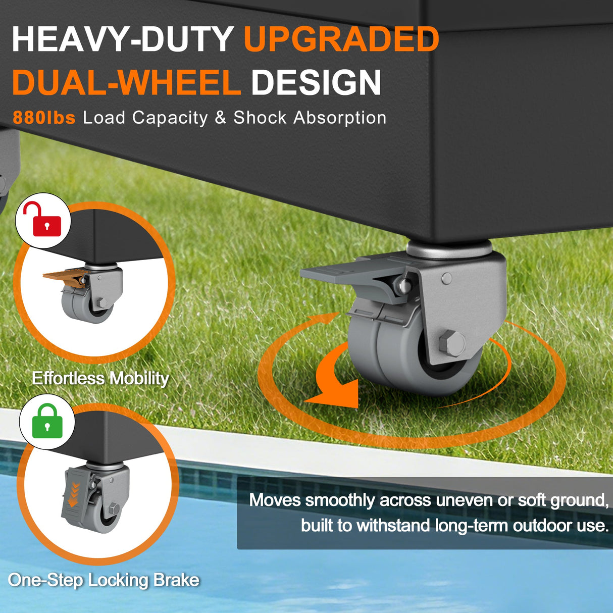 Patioslife Heavy-Duty Cantilever Umbrella Base with Wheels and Lock, Modular Rolling Stand Holds Up to 880 lb, Fits Aegis Series and Most Offset Umbrellas, for Outdoor Patio, Garden & Poolside