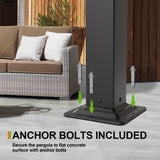 Patioslife Atlantic pergola base plate with included anchor bolts for secure installation on a flat concrete patio