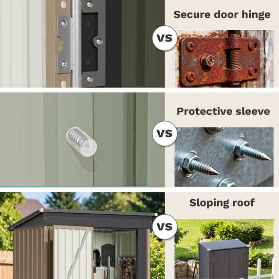 Patioslife Galvanized Steel Garden Shed, Outdoor Storage Shed with Gable Roof, Backyard Tool Shed for Lawn Equipment, Bikes & Gardening Tools