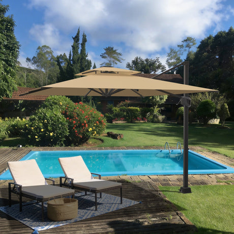 Full-Rib LED Cantilever Umbrella Guide for Patios, Gardens and Poolside Spaces