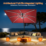 Patioslife Aegis Premium Cantilever Umbrella with Full-Rib LED Strip Lighting, Fibreglass Ribs and Powder-Coated Aluminium Pole for Luxury Garden & Patio Shade