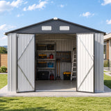 Patioslife YardVault Pro Galvanised Steel Metal Garden Shed with Window, Rust-Resistant Outdoor Tool Shed