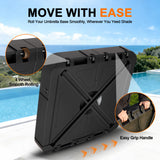 Patioslife Cantilever Umbrella Base with wheels 250–440lb for Aegis Series Umbrella, Heavy-Duty Outdoor Rolling Stand, Refillable HDPE Offset Weights with Wheels for Patio, Garden & Poolside Stability