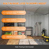 Patioslife YardVault Pro Galvanised Steel Metal Garden Shed with Window, Rust-Resistant Outdoor Tool Shed