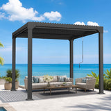 Patioslife Atlantic 10x10ft Premium Louvered Pergola with Adjustable Roof Panels, Integrated Gutter System & Freestanding All-Weather Outdoor Shelter for Patio, Deck & Poolside