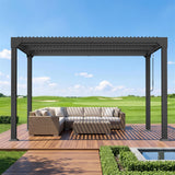 Patioslife Atlantic Premium Louvered Pergola with Adjustable Roof Panels, Integrated Gutter System & Freestanding All-Weather Outdoor Shelter for Patio, Deck & Poolside