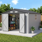 Patioslife YardVault Pro Galvanised Steel Metal Garden Shed with Window, Rust-Resistant Outdoor Tool Shed