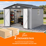 Patioslife YardVault Pro Galvanised Steel Metal Garden Shed with Window, Rust-Resistant Outdoor Tool Shed