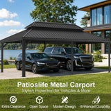Patioslife All-Weather Aluminum Carport – Steel Roof Canopy for Cars, Motorcycles, RVs & Boats