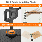 Patioslife Aegis Premium Cantilever Umbrella with Full-Rib LED Strip Lighting, Fibreglass Ribs and Powder-Coated Aluminium Pole for Luxury Garden & Patio Shade