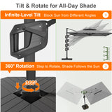 Patioslife Aegis Premium Cantilever Umbrella with Full-Rib LED Strip Lighting, Fibreglass Ribs and Powder-Coated Aluminium Pole for Luxury Garden & Patio Shade