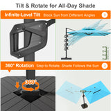 Patioslife Aegis Premium Cantilever Umbrella with Full-Rib LED Strip Lighting, Fibreglass Ribs and Powder-Coated Aluminium Pole for Luxury Garden & Patio Shade