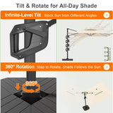 Patioslife Aegis Premium Cantilever Umbrella with Full-Rib LED Strip Lighting, Fibreglass Ribs and Powder-Coated Aluminium Pole for Luxury Garden & Patio Shade