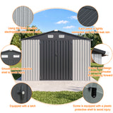 Patioslife YardVault Pro Galvanised Steel Metal Garden Shed with Window, Rust-Resistant Outdoor Tool Shed