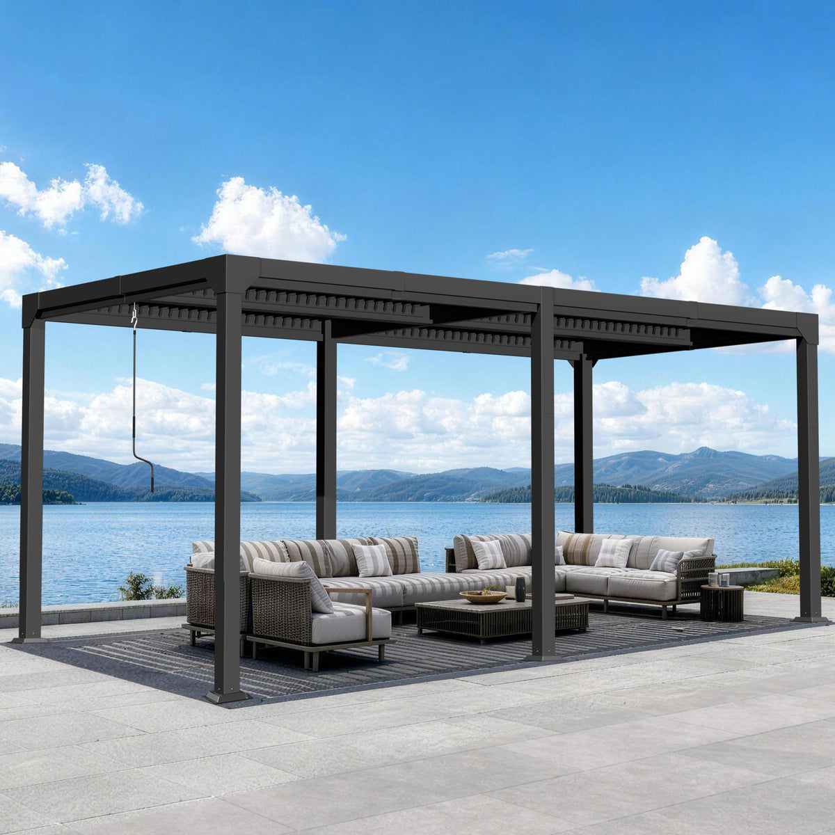 Patioslife Atlantic Premium Louvered Pergola with Adjustable Roof Panels, Integrated Gutter System & Freestanding All-Weather Outdoor Shelter for Patio, Deck & Poolside