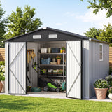 Patioslife YardVault Pro Galvanised Steel Metal Garden Shed with Window, Rust-Resistant Outdoor Tool Shed