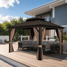Patioslife Haven | 10'x 14' Aluminium Hardtop Pergola Gazebo for Patio, Double Vented Roof, Curtains & Sturdy Frame