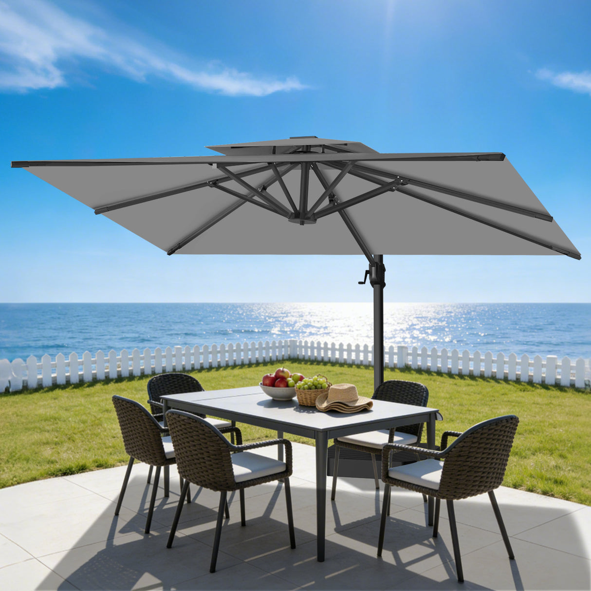 Patioslife Aegis Pro Cantilever Umbrella, Reinforced & Powder-Coated Aluminium Ribs and Pole for Garden & Patio